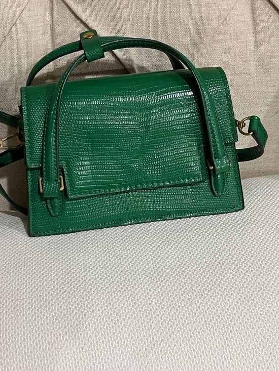 Zara Handbags - Zara Green Faux-Lizard Satchel with Top Handle